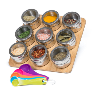 Good Quality Wholesale <strong>Kitchen</strong> Wall Mount <strong>Storage</strong> <strong>Tins</strong> Stand Holder Bamboo Magnetic Spice Rack - Product Image 1