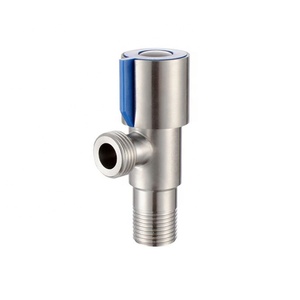 Robinet d'angle en acier inoxydable 304, filetage G1/2, poignée rouge et bleue, nickel brossé, pour toilettes et salle de bain, eau chaude et froide - Product Image 2