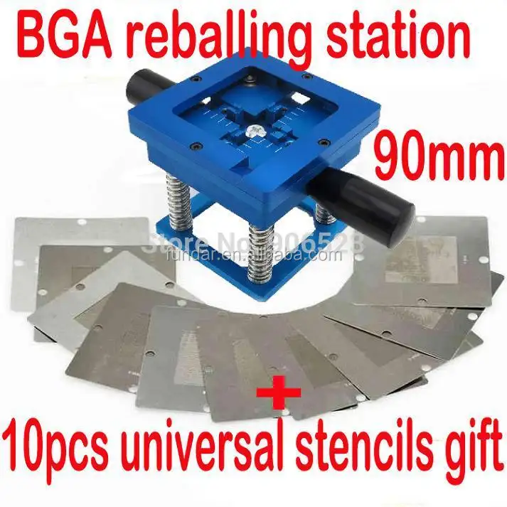 Бесплатная доставка, синий комплект для реболлинга BGA 90*90 мм, станция для реболлинга BGA с ручным хвостовиком, подарок, 10 шт., универсальный трафарет BGA