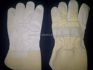 Gants de gréeur canadiens de qualité supérieure en cuir fendu à grain blanc Gants de travail de sécurité industrielle robustes avec protection en nitrile - Product Image 2