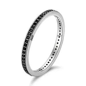 кольцо круга алмаз Suppliers-Модное кольцо BAGREER SCR114 с круглым бриллиантом и черным фианитом, кольцо из серебра 925 пробы, женское Ювелирное Украшение