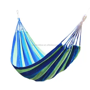 Double Hammock Cotton Soft Woven Bed for Comfort Fabric Travel Camping Hammock for Backyard Porch Outdoor or Indoor Use