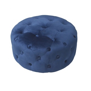 Puf otomano con burbuja de tela de terciopelo gris redondo de <span class=keywords><strong>Bailey</strong></span> con botón - Product Image 3