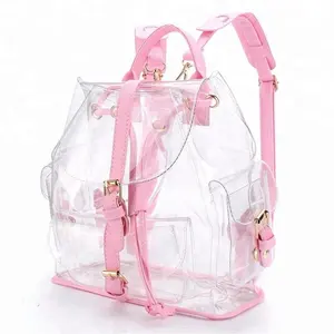Mochilas de PVC transparentes con estilo para mujer, bolso de playa coreano, mochila de gelatina para mujer, mochilas personalizadas transparentes para mujer