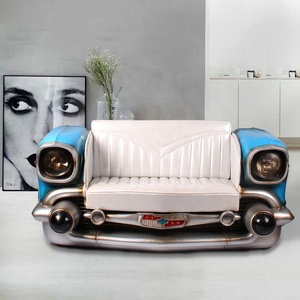Sofá de Coche Retro Industrial del Año 1959, Sofá de Coche Vintage de Color Azul, Sofá Antiguo para Cafetería, <span class=keywords><strong>Bar</strong></span> en Casa, <span class=keywords><strong>Bar</strong></span> de Internet - Product Image 3
