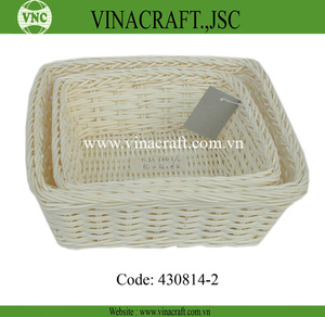 Joli petit panier de rangement multifonction écologique tissé en rotin naturel poignée en bambou durable panier à pain à usage quotidien en boîte - Product Image 5