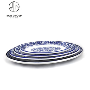 Juego de Tazones de <span class=keywords><strong>Porcelana</strong></span> Azul y Blanca para Servir Ensaladas, Sopas, Fideos y Arroz, de Cerámica, de 10/12 Pulgadas, para Restaurantes Chinos, al por Mayor - Product Image 3