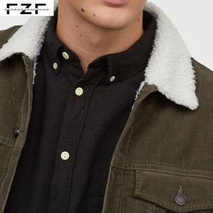 Fleece <strong>Lined</strong> Mens Winter Custom Corduroy <strong>Jacket</strong> With Raccoon <strong>Fur</strong> Collar - Product Image 5
