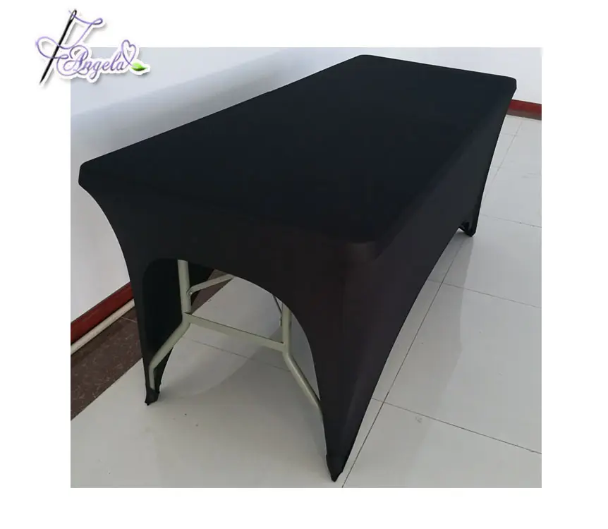 Üç taraflı spandex siyah masa örtüleri masaj yatağı kapakları dikdörtgen masaj katlanır masa