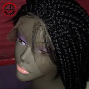 Perucas trançadas frontal, de cabelo natural sintético, alta qualidade e moda, para mulheres negras