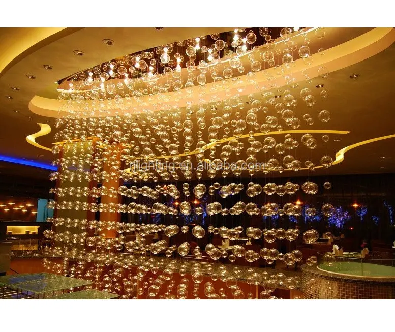 ガラスバブルシャンデリアライト中国製ホテルバープロジェクト照明デザインカスタムサイズ