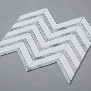 <span class=keywords><strong>Carrelage</strong></span> mosaïque en verre pour mur, <span class=keywords><strong>blanc</strong></span> et bleu, couleur mixte, <span class=keywords><strong>Chevron</strong></span> - Product Image 2