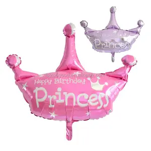 Super Grote Maat Opblaasbare Kroon Foliedruk Prinses Ballon Gelukkige Verjaardag Decoratie Lucht Ballonnen Voor Kinderen Verjaardag