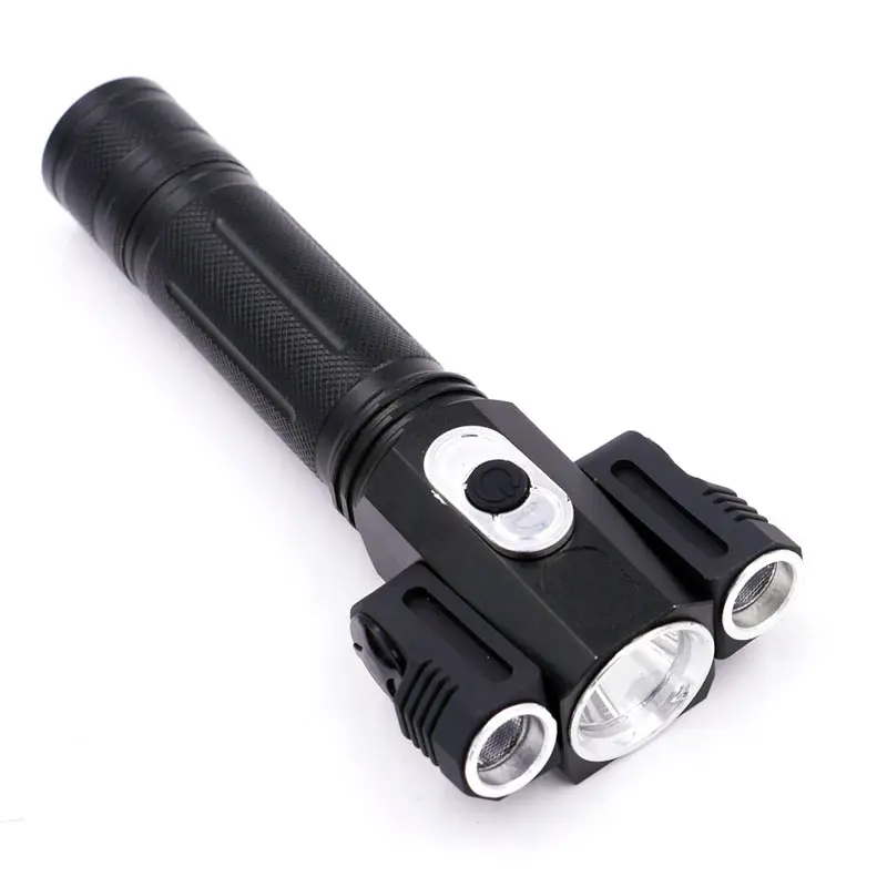 3LEDs XM-L T6+2XPE LED Flashlight 180Degree Adjustable Tactical Torch Magnet Working Light 18650 Battery Lanterna