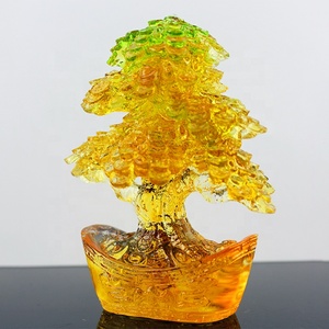 Vivo arte chino artesanía 82*70*65mm de vidrio artesanal de <span class=keywords><strong>la</strong></span> <span class=keywords><strong>suerte</strong></span> de cristal árbol escultura - Product Image 3