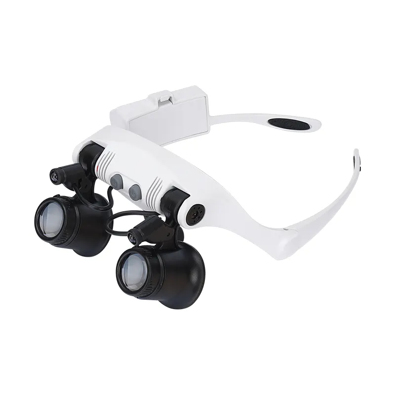 BM-MG3025 2 LED 10X 15X 20X 25X Double Eye Head Wearing Magnifying Glasses Jeweler Watch Clock Repair Magnifier Loupe