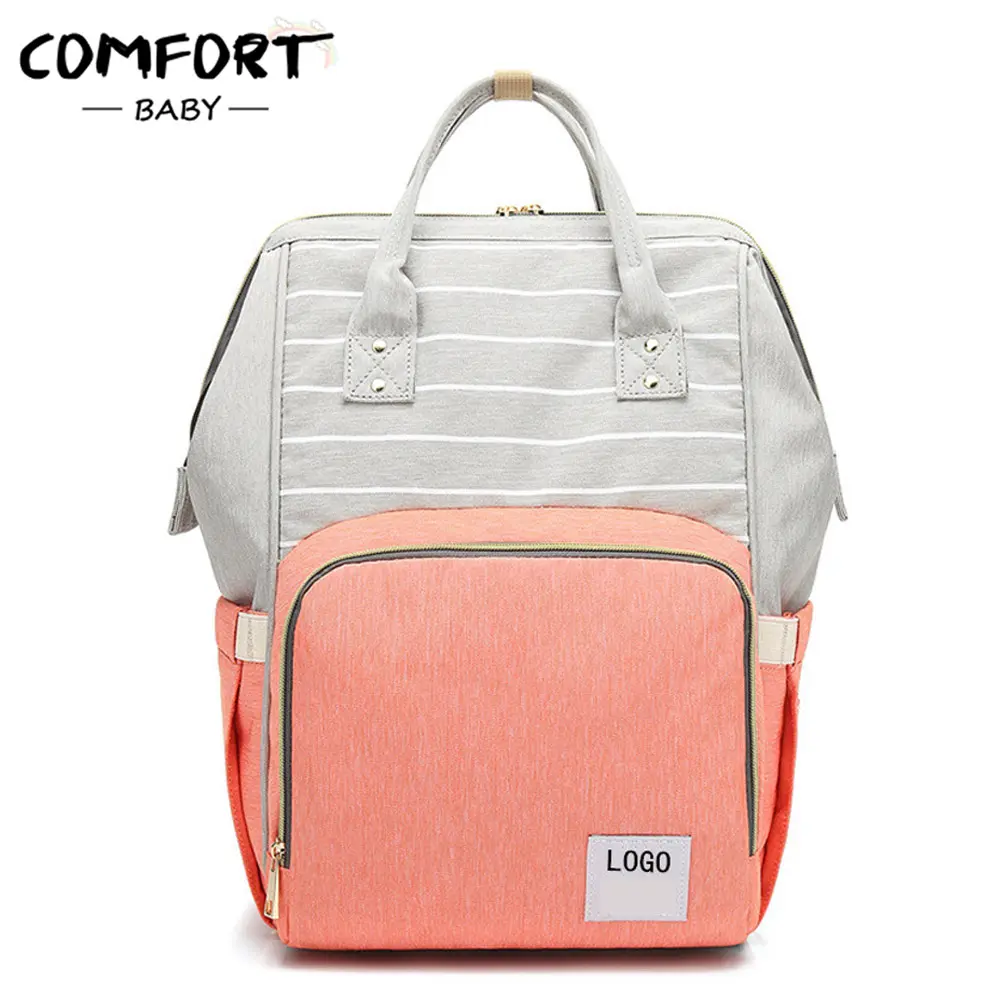 Fashion waterproof shoulder multifunctional large capacity mother and baby backpack Comfortable striped casual baby bag