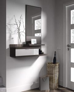Bedroom Wood Small <strong>Wall</strong> <strong>Mounted</strong> Dressing <strong>Table</strong> With Mirror and Stool - Product Image 5