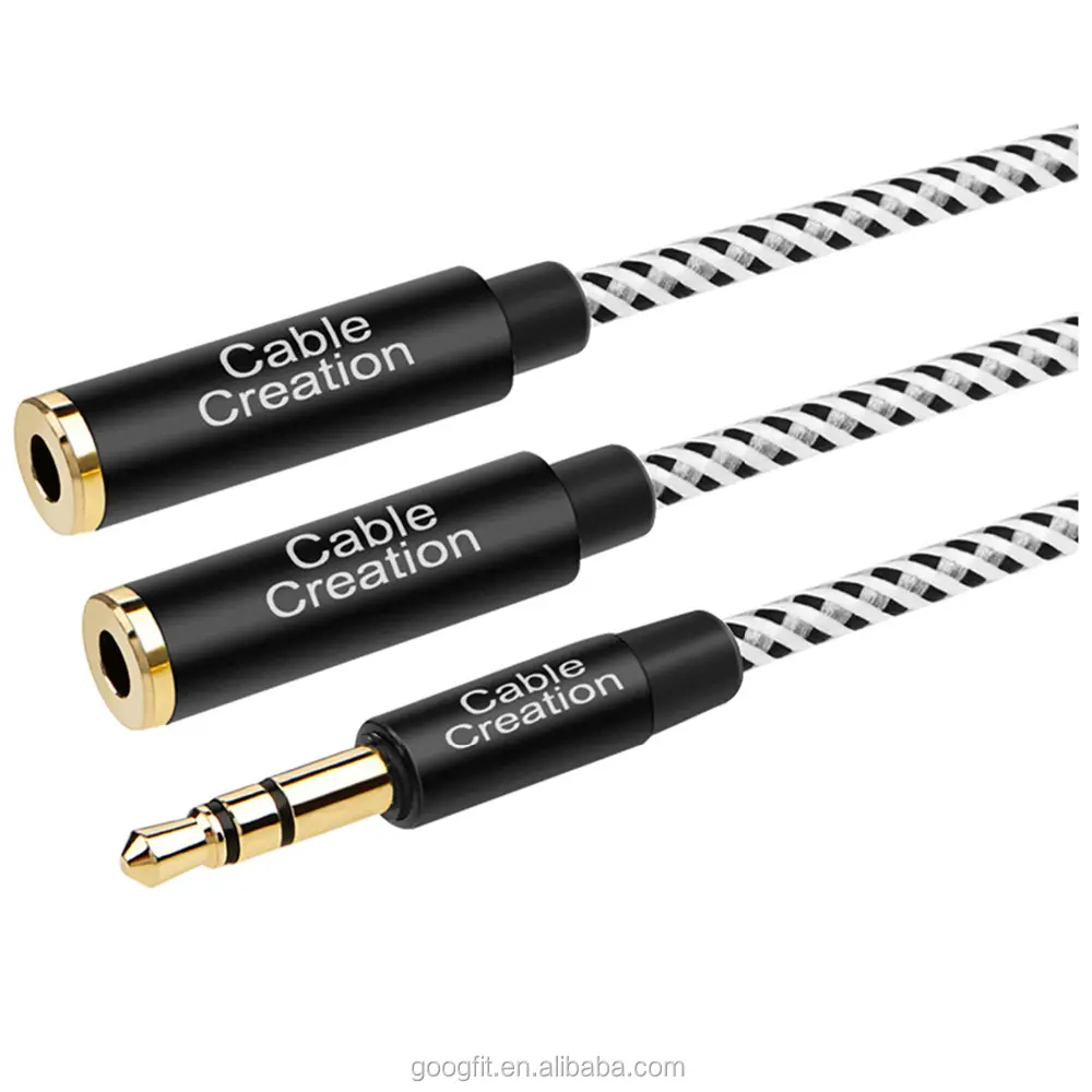 Short 3.5mm Audio Stereo Y Splitter cable 3.5mm Male to 2 x 3.5mm Female Slim and Soft Cable