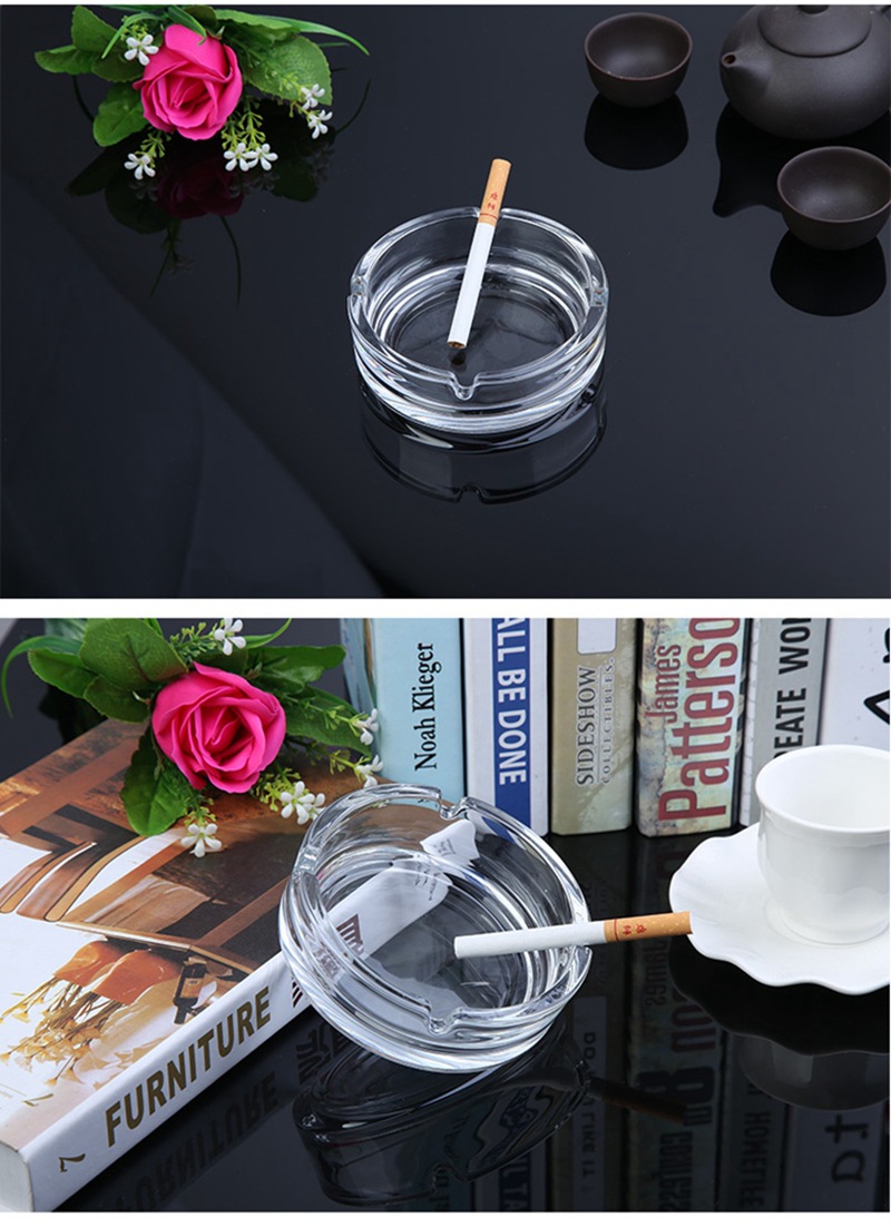High Transparent Square Shaped Glass Ashtray With Pattern