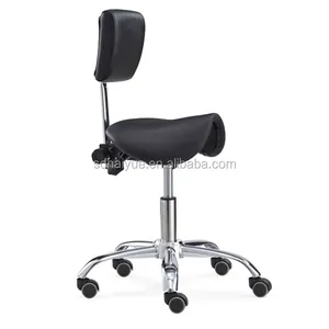 ארגונומי אוכף מושב כיסא שחור עור מפוצל שיניים כיסא מסתובב סלון יופי שרפרף עם משענת
