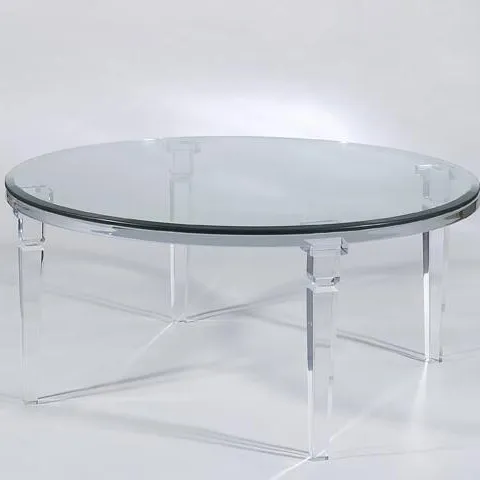 FANTASIA-mesa de comedor con tapa de cristal, transparente, acrílico, 122cm