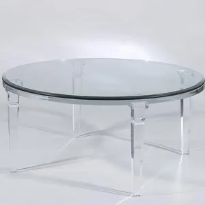 FANTASIA PEQUENA SALA de JANTAR MESA de Acrílico Transparente Material Mostrado com uma Rodada de 122 centímetros mesa de jantar de Vidro Superior