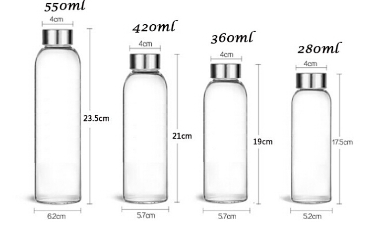 KC-08632 Stylish Glass Water Bottle with black Nylon Sleeve Portable Drinking Bottles
