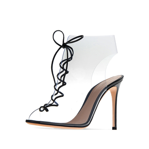 Commercio all'ingrosso Delle Donne Pattini di Vestito Sexy Tacchi A Spillo 2018 Estate <span class=keywords><strong>Scarpe</strong></span> IN PVC di Alta Sandali <span class=keywords><strong>Tacco</strong></span> Peep toe Lace up <span class=keywords><strong>Trasparente</strong></span> Chanel - Product Image 4
