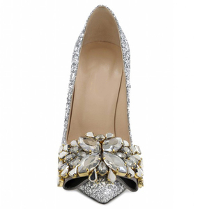Fashion crystal luxury logo personalizzato glitter scarpe a punta sottili <span class=keywords><strong>tacchi</strong></span> alti scarpe da sposa da donna - Product Image 3