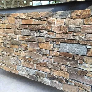 Rebord d'ardoise de ciment carreaux carreaux de pierre empilés quartz ledgestone avec du ciment ou de fer maille dos