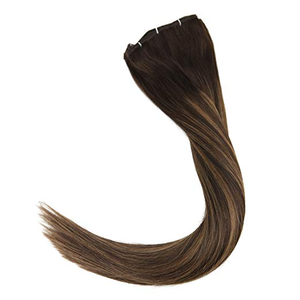 De calidad superior Remy Marrón <span class=keywords><strong>castaño</strong></span> mezclado marrón oscuro <span class=keywords><strong>Balayage</strong></span> cutícula alineada pelo virginal Clip en extensiones de cabello - Product Image 2