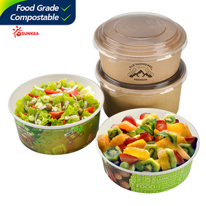 32oz 42oz PLA / PE papier de revêtement kraft saladier jetable bol à salade à emporter avec couvercle - Product Image 3