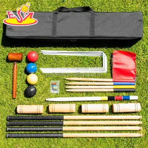 2023 Groothandel Outdoor Houten 6-Player Croquet Spel Voor Gazon Spelen W01d005