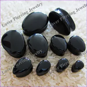 [SE-T400] High Polish Saddle Plugs Natural Stone Ear Plug Piercing Jewelry