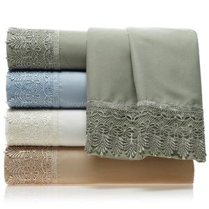 Ensemble de draps en coton à 300 fils avec broderie de ruban - Product Image 2