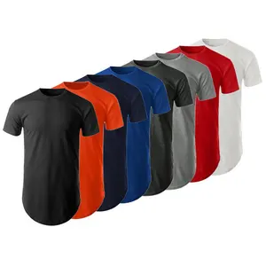 लघु आस्तीन Longline फैशन हिप हॉप टी शर्ट घुमावदार हेम कस्टम Streetwear टी शर्ट पक्ष ज़िप के साथ