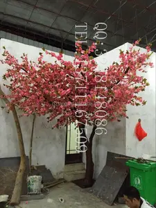新设计产品中国人造塑料花树樱花桃红色花装饰回收植物家居装饰