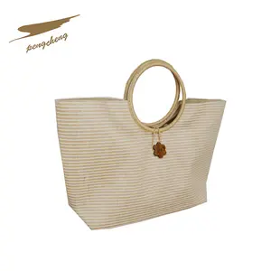 Woven Top grade discount linen hand jute bag Discount Luxury Fashion jute handbag