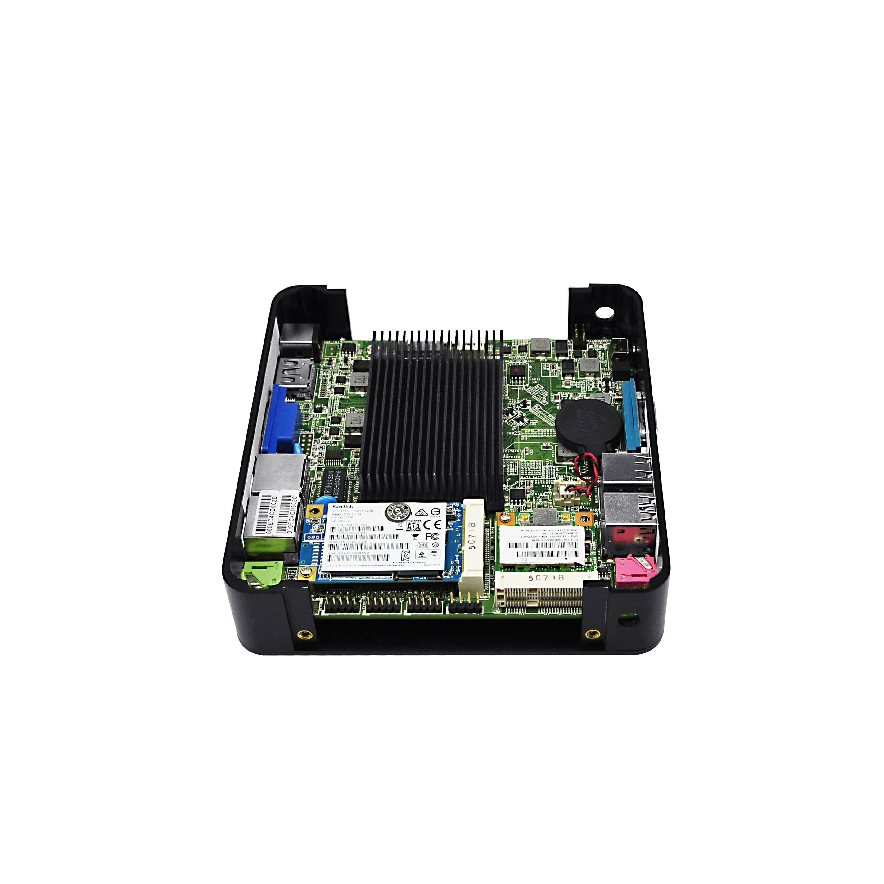 12 V X86 integrado Linux Mini Pc J1800 Intel Nuc Shenzhen barato Nettop caja sin ventilador multi Lan Linux Mini Pc de bolsillo