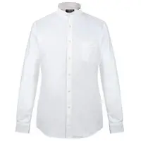 T-MSS558 Menの100% Cotton Oxford Collarless Pain White Dress Shirt