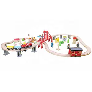 Оптовая продажа Дешевые образовательные 70 шт. железная деревянный игрушечный поезд наборы для детей W04C073