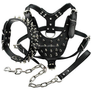 Arnés de Entrenamiento para Perros, Collar de Cuero Suave con Remaches, Conjunto de Arnés y Correa para Perros - Product Image 6