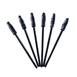 D 50PCS Disposable Black Brow Eyebrow Spoolie Brush Applicators Lash Eyelash Spoolie Brush Eyelash Extension Supplies