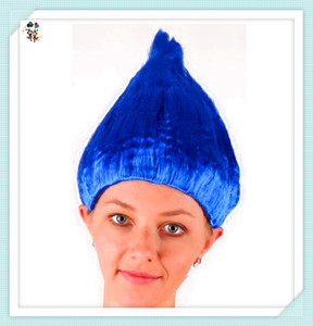Disfraz de fantasía para fiesta de adultos, <span class=keywords><strong>Peluca</strong></span> de trol sintética de Color azul, barata, HPC-2522 - Product Image 4