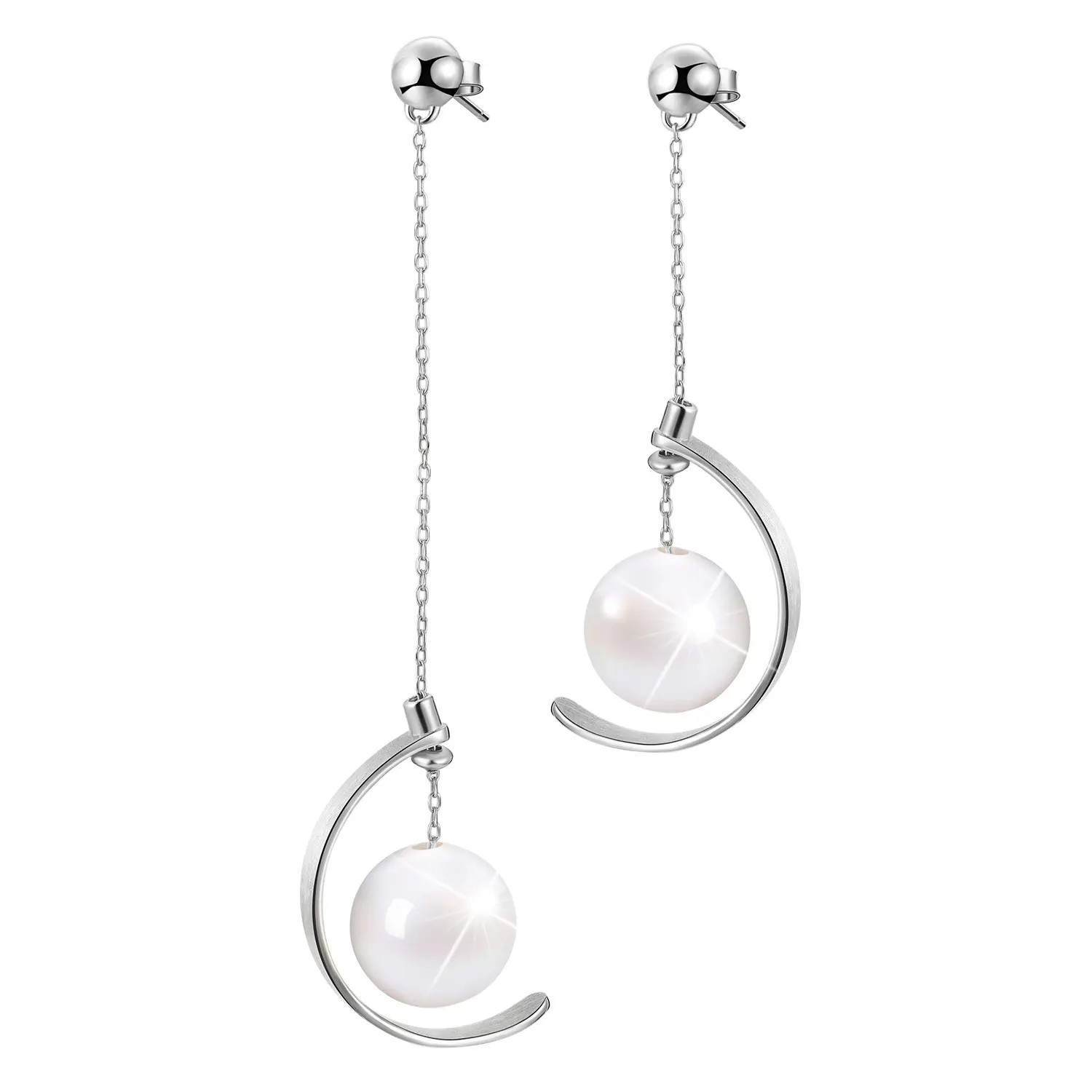 925 Sterling Silver Ceramic Fashion Elements Asymmetric Design Irregular Earring Drop For Women Handmade Jewelry