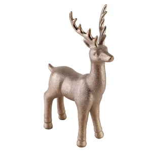 Factory Price Silver Christmas Decorations Gift Ceramic Reindeer Toy Oem Animal Figurine