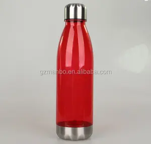 BPA Botol Air Olahraga Bebas 24Oz, Botol Plastik Bentuk Cola Dapat Digunakan Kembali dengan Tutup Anti Bocor Baja Tahan Karat