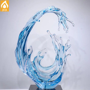 Sculpture en résine artistique de luxe faite à la main, écologique, en polyrésine transparente, design abstrait pour la décoration intérieure, légère et imperméable - Product Image 2