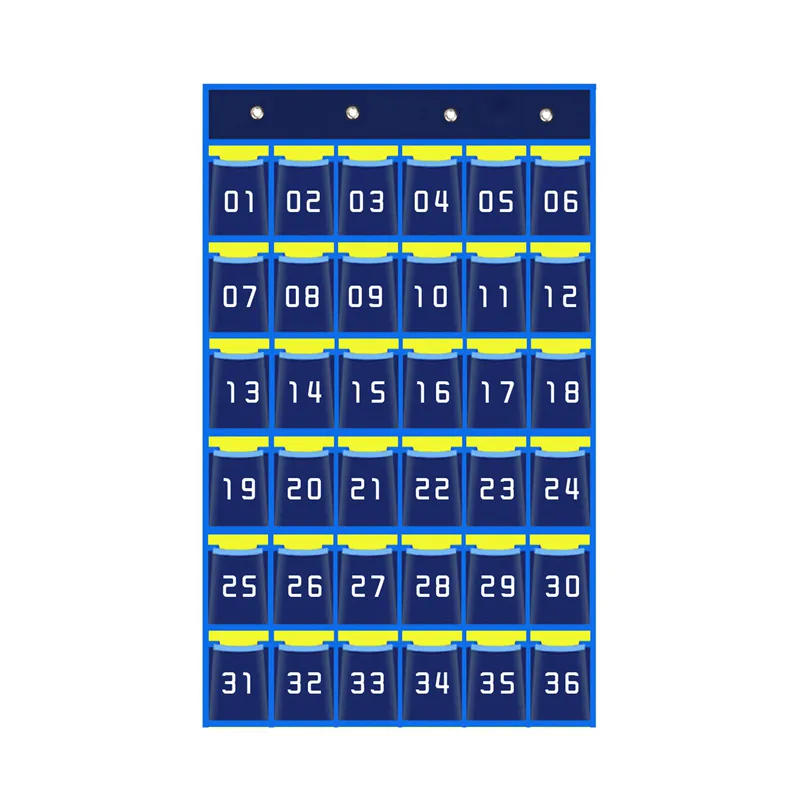 Numbered Classroom Pocket Chart Cell Phones Holder Wall Door Hanging Organizer (36 Pockets)